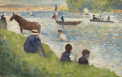 Лошадь и лодки (Эскиз для Купальщиков в Асниере) by Жорж Сёра, 1883-1884 — digital art print download