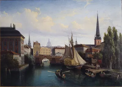 View of the Riddarholmskanalen, Stockholm, 1835 by Gustaf Wilhelm Palm, 1880 — digital art print download