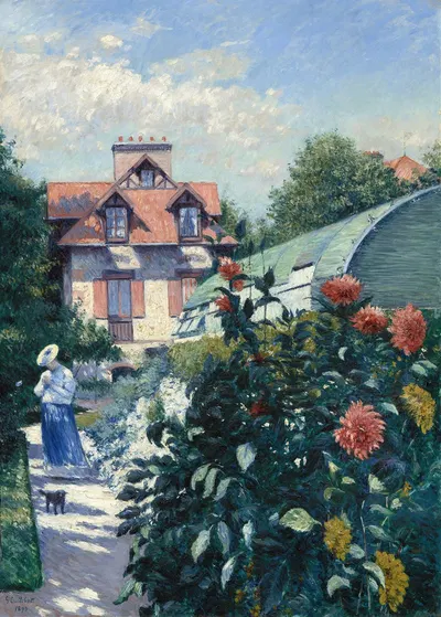 Георгины, сад в Пети Женневилье by Гюстав Каййботт, 1893 — digital art print download