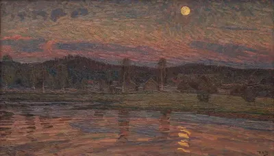 Moonlit Landscape by Herman Norrman, 1901 — digital art print download