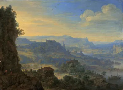 Воображаемый речной пейзаж by Херман Сафлевен, 1670 — digital art print download