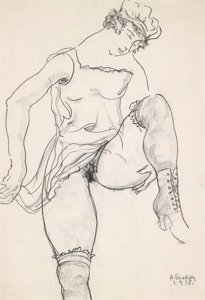 Mädchen mit hochgeschobenem Hemd by Антон Эмануэль Пешка, 1925 — digital art print download