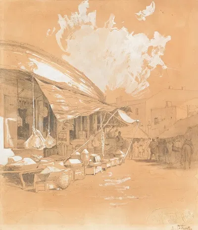 Marktszene Bukarest by Август фон Петтенкофен — digital art print download