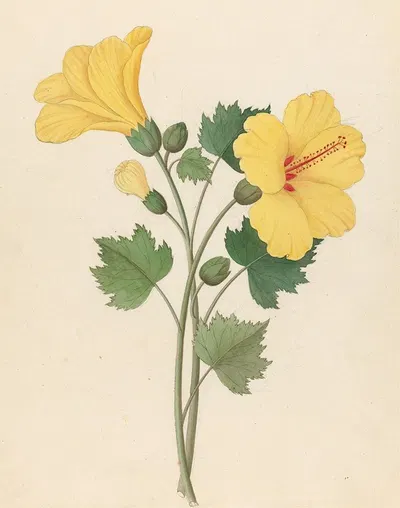 Hibiscus [Hibiscus calyphyllus] by Clemenz Heinrich Wehdemann, 1817 — digital art print download