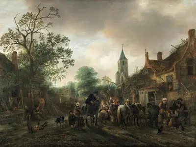 Остановка у гостиницы by Исаак ван Остаде, 1645 — digital art print download