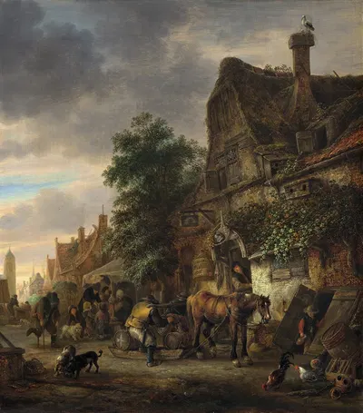 Рабочие перед трактиром by Исаак ван Остаде, 1645 — digital art print download