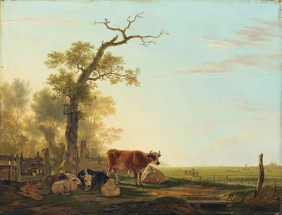 Meadow Landscape with Animals by Jacob van Strij, 1800 - 1815 — digital art print download