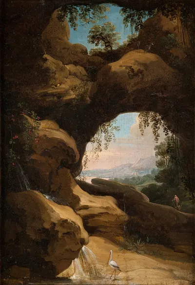 Landscape with views through the cave by Jan Asselijn — digital art print download