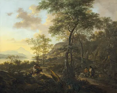 An Italianate Evening Landscape by Jan Both, c. 1650 — digital art print download