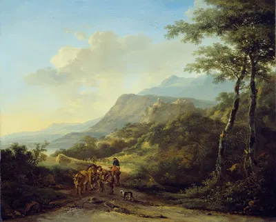 Italian Landscape with Travelers by Jan Both, 1645 — digital art print download