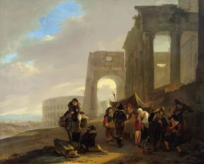 Street Scene Placed among Roman Ruins by Jan Both, 1640 - 1652 — digital art print download