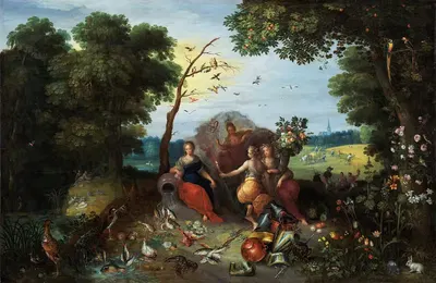 Пейзаж с аллегориями четырех элементов by Ян Брейгель младший, 1635 — digital art print download