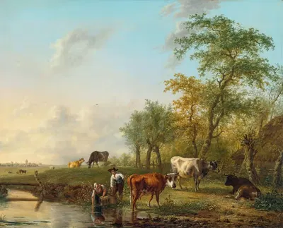 Пейзаж с скотом by Ян Кобелл II, 1804 — digital art print download