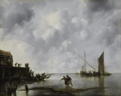Fishing Boats in a Calm by Jan van de Cappelle, 1651 — digital art print download