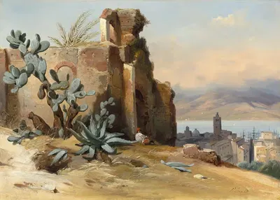 Древние руины рядом с Мессиной, Сицилия by Жан-Шарль Жозеф Ремон, 1842 — digital art print download