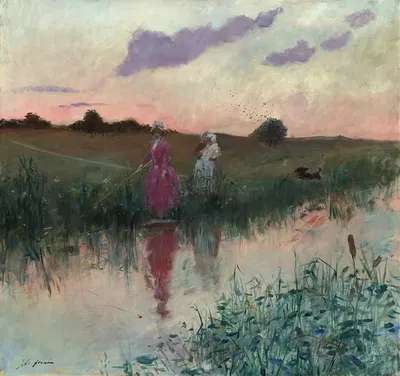 The Artist's Wife Fishing by Jean-Louis Forain, 1896 — digital art print download