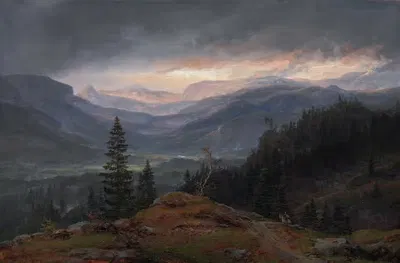 Вид на долину Холлингдал by Иоганн Кристиан Даль, 1844 — digital art print download