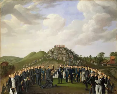 Король Карл XIV Иоанн на курганах в Старом Уппсале в 1834 году by Йохан Уэй, 1836 — digital art print download