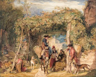 Фигуры и животные в винограднике by Джон Фредерик Льюис, 1829 — digital art print download