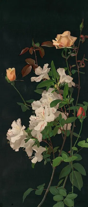 Azaleas and Roses by Джордж Кокран Ламбдин, 1878 — digital art print download