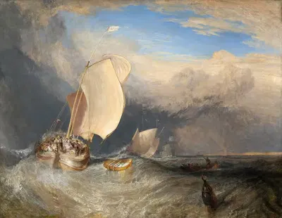 Fishing Boats with Hucksters Bargaining for Fish by Joseph Mallord William Turner, 1837 — digital art print download