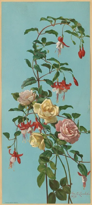 Roses and Fuchsia by Джордж Кокран Ламбдин, 1878 — digital art print download