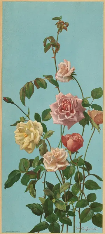 Tea Rose and Blush Roses by Джордж Кокран Ламбдин, 1877 — digital art print download