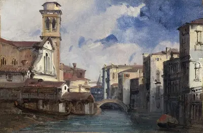 The Church of San Trovaso, Venice by Jules-Romain Joyant, 1830 — digital art print download