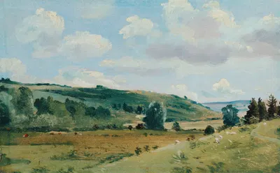 Летний пейзаж рядом с Дедхэмом by Лайонел Констебл, 1849 - 1855 — digital art print download