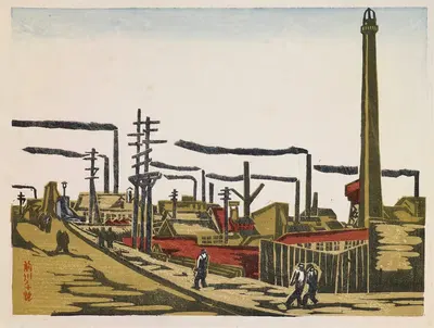 Район фабрики Хонджо, из серии «Воспоминания о Токио by Маэкава Сенпан, 1945 — digital art print download
