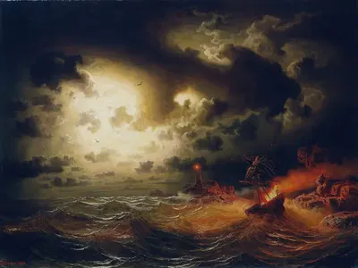Горящий пароход by Маркус Ларсон, 1858 — digital art print download