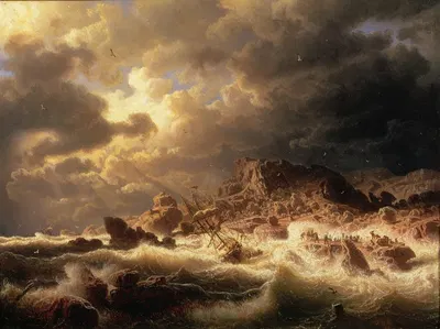 Шторм на побережье Бохуслян by Маркус Ларсон, 1857 — digital art print download