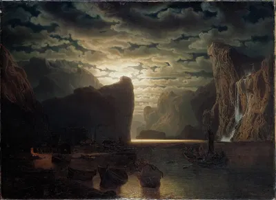 Норвежский фьельд при лунном свете by Маркус Ларсон, 1861 — digital art print download