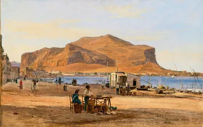Palermo Harbor with a View of Monte Pellegrino by Martinus Rørbye, 1840 — digital art print download