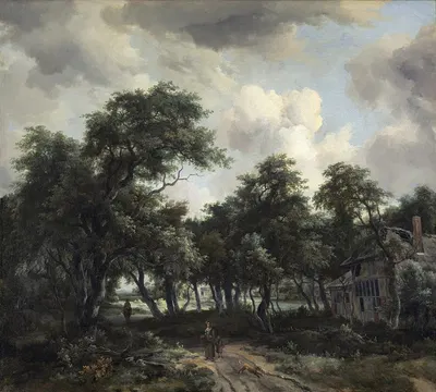 Hut among Trees by Meindert Hobbema, c. 1664 — digital art print download