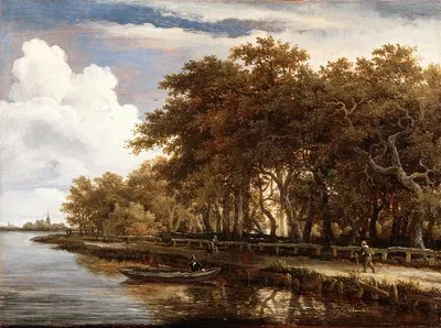 View Along the Amstel by Meindert Hobbema, c.1660 — digital art print download