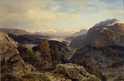 Вечер в норвежских горах by Мортен Мюллер, 1869 — digital art print download