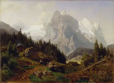Туристы в горах by Нильс Бьёрнсен Мёллер — digital art print download