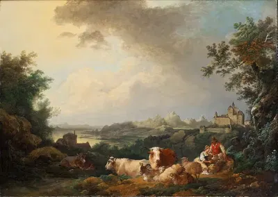 Пейзаж с отдыхающим скотом by Филип Джеймс де Лутербург, 1767 — digital art print download