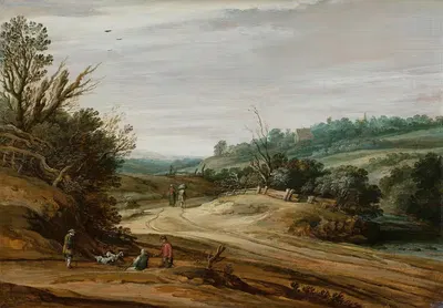 Dune Landscape with a Country Road by Pieter van Santvoort, 1629 — digital art print download