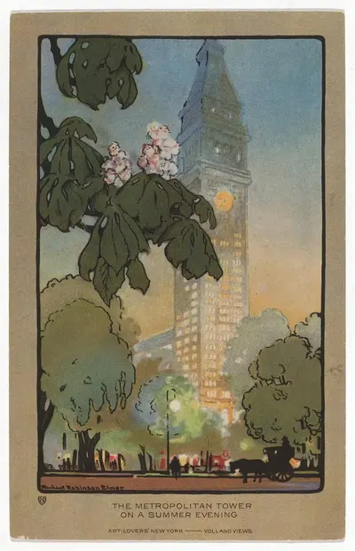Метрополитенская башня в летний вечер by Рэйчел Робинсон Элмер, 1914 — digital art print download