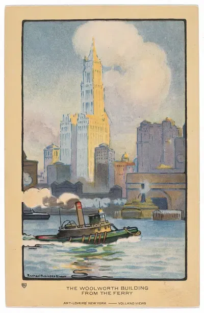 Здание Вулворта с парома by Рэйчел Робинсон Элмер, 1914 — digital art print download