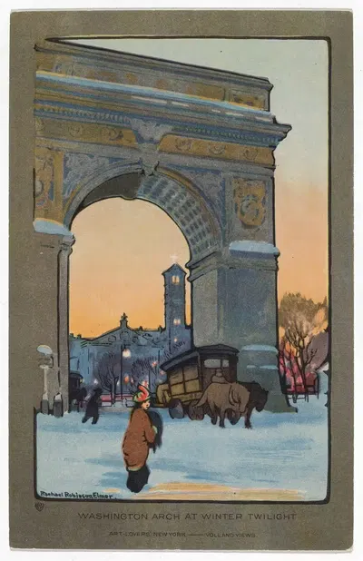 Арка Вашингтона на зимних сумерках by Рэйчел Робинсон Элмер, 1914 — digital art print download