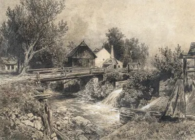 Mühle am Bach by Эдуард Пейтнер фон Лихтенфельс — digital art print download