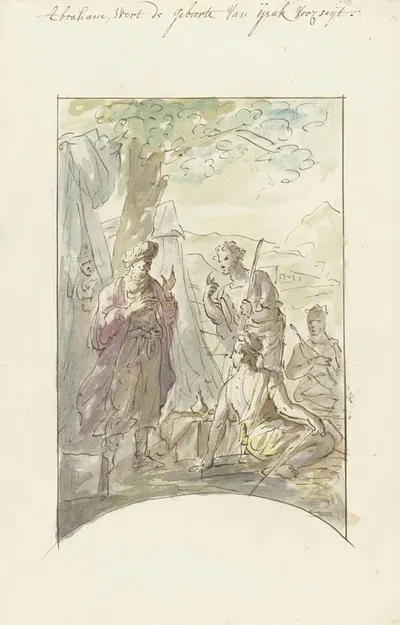 Abraham wordt de geboorte van een zoon voorspeld by Элиас ван Неймеген, 1677 - 1755 — digital art print download