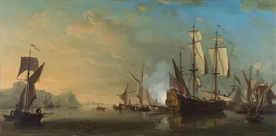 Судоходство у Дувра by Самуэль Скотт, 1738 — digital art print download