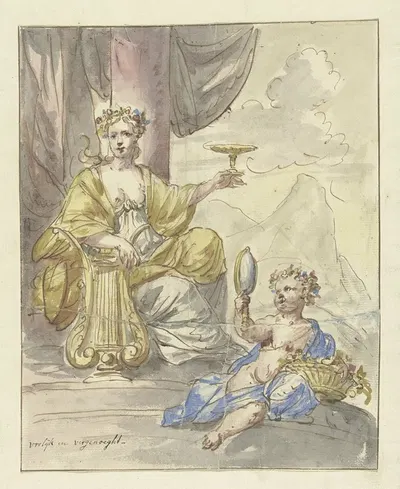Allegorie op Vrolijkheid en Genoegen by Элиас ван Неймеген, 1677 - 1755 — digital art print download