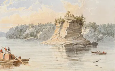 The Grand Tower, 80 Miles Above the Mouth of the Ohio, #64 by Seth Eastman — digital art print download