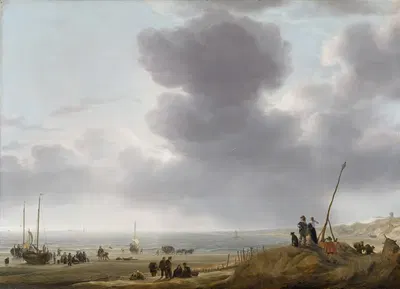Beach View by Simon de Vlieger, 1643 — digital art print download