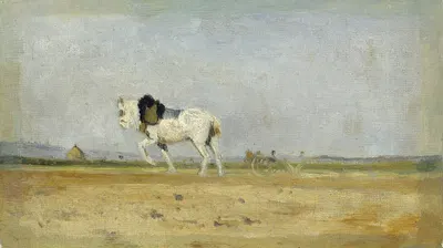 A Plow Horse in a Field by Stanislas Lépine, 1870-1874 — digital art print download